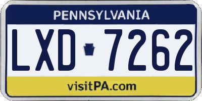 PA license plate LXD7262