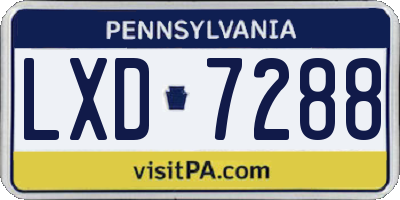 PA license plate LXD7288