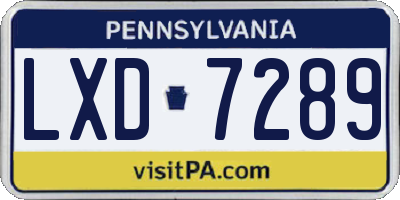 PA license plate LXD7289