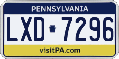PA license plate LXD7296