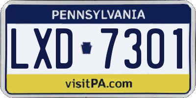 PA license plate LXD7301