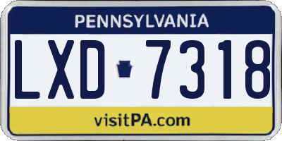 PA license plate LXD7318