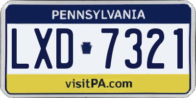 PA license plate LXD7321