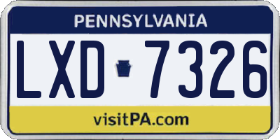 PA license plate LXD7326