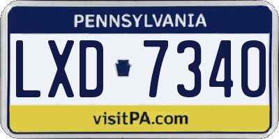 PA license plate LXD7340