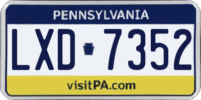PA license plate LXD7352
