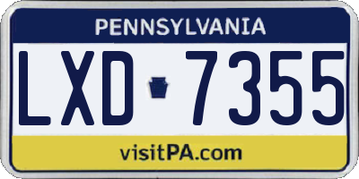 PA license plate LXD7355