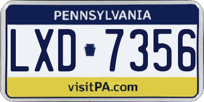 PA license plate LXD7356