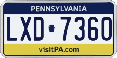 PA license plate LXD7360