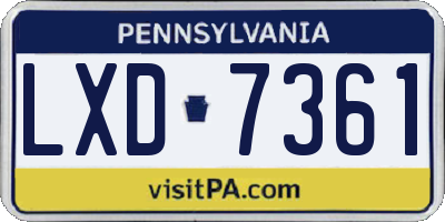 PA license plate LXD7361