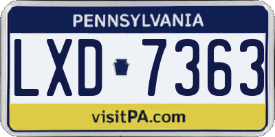 PA license plate LXD7363