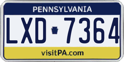 PA license plate LXD7364