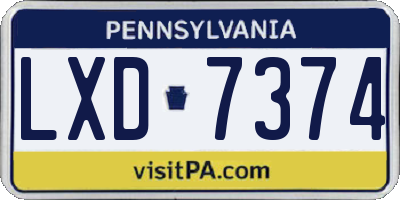 PA license plate LXD7374