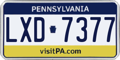 PA license plate LXD7377