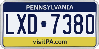 PA license plate LXD7380
