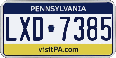 PA license plate LXD7385