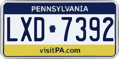 PA license plate LXD7392