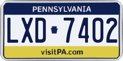 PA license plate LXD7402
