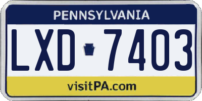 PA license plate LXD7403