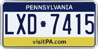 PA license plate LXD7415