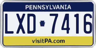 PA license plate LXD7416