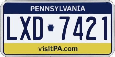 PA license plate LXD7421
