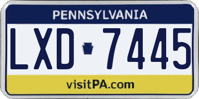 PA license plate LXD7445