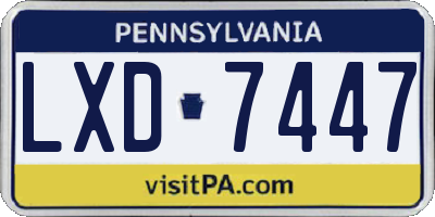 PA license plate LXD7447