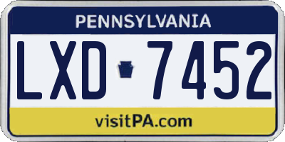PA license plate LXD7452
