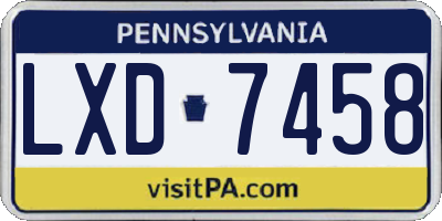 PA license plate LXD7458