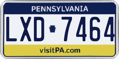 PA license plate LXD7464