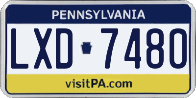 PA license plate LXD7480