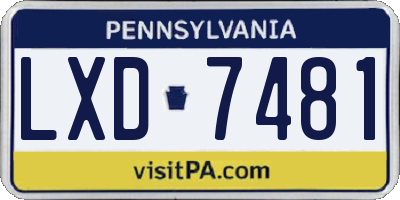 PA license plate LXD7481
