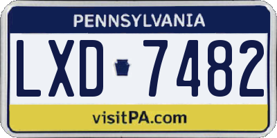 PA license plate LXD7482
