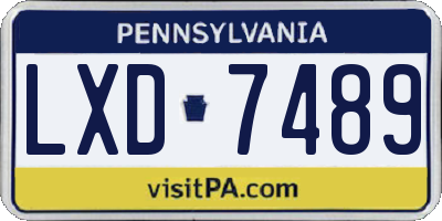 PA license plate LXD7489