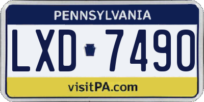 PA license plate LXD7490