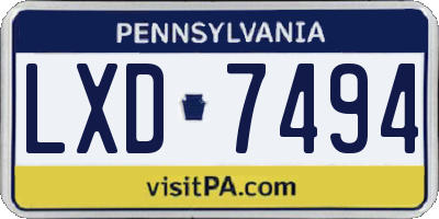PA license plate LXD7494
