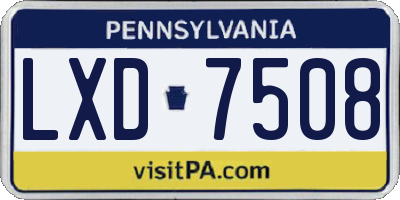 PA license plate LXD7508