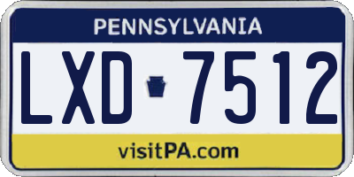 PA license plate LXD7512