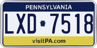 PA license plate LXD7518