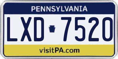 PA license plate LXD7520