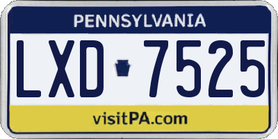 PA license plate LXD7525