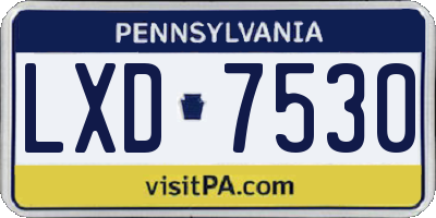 PA license plate LXD7530