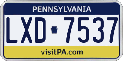 PA license plate LXD7537