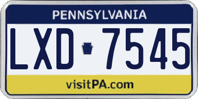 PA license plate LXD7545