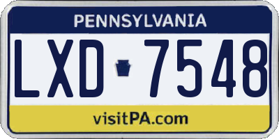 PA license plate LXD7548