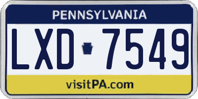 PA license plate LXD7549