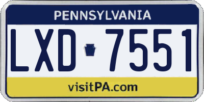 PA license plate LXD7551