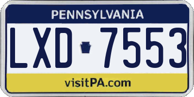 PA license plate LXD7553