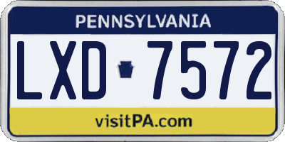 PA license plate LXD7572